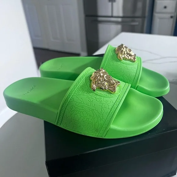 Versace | Shoes | Versacela Medusa Pool Slidesneon Green395  display picture 1